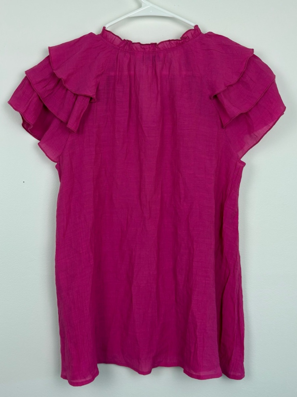 Nanette Lepore Fuchsia Ruffle Sleeve Blouse Size Small preppy summer in EUC - Picture 3 of 6